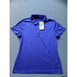 Nike Swoosh Collared Tee Women Sz M Blue Brand New